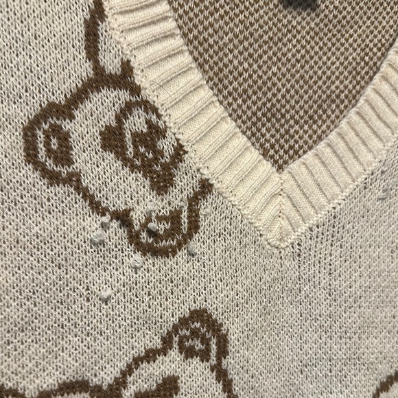 Rue21 Cream and Brown Knit Teddy Bear Vest - Picture 2 of 7